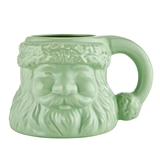 Ceramic Santa Face 15oz Mugs in Mint Green (Set of 4)
