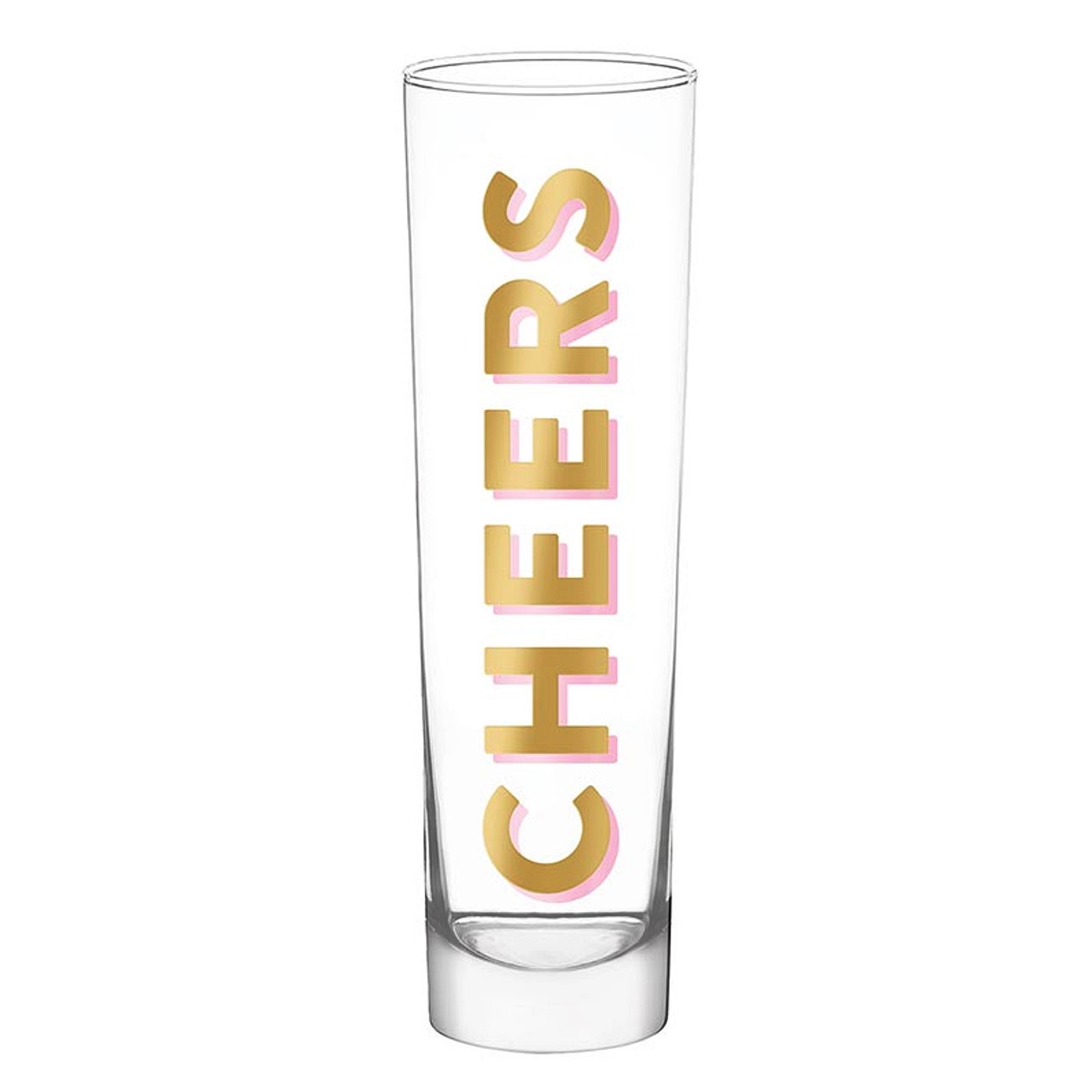 Bold Gold-Foil "CHEERS" Design Tall Champagne Glasses (Set of 6)