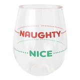 Naughty or Nice Design 12oz Double-Wall Acrylic Wine Tumblers (Set of 4)