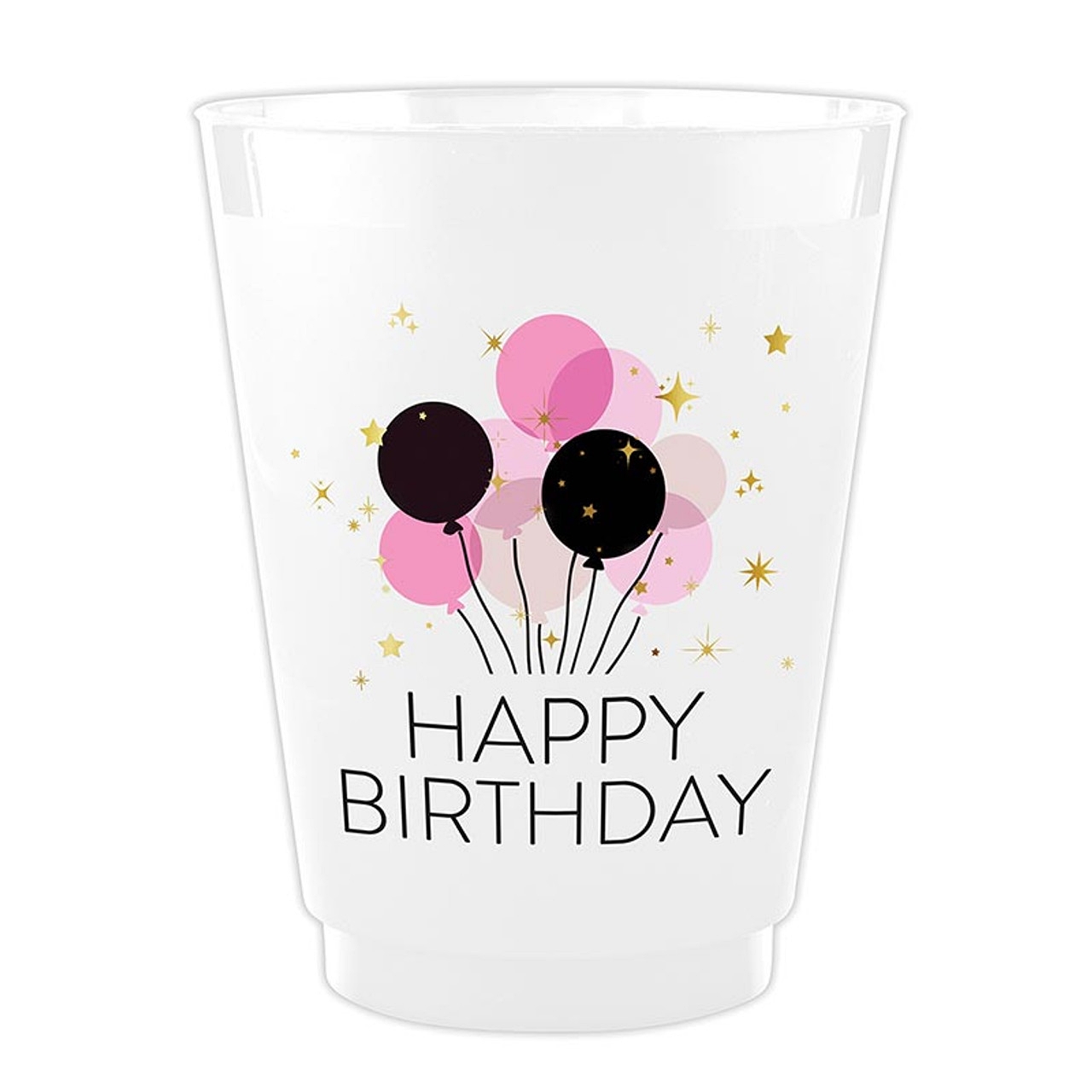 Star-Filled Happy Birthday Balloons Design 16oz Frost-Flex Party Cups (Set of 48)