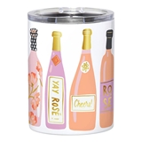 Chic Champagne Bottles Motif 12oz Stainless-Steel Tumblers (Set of 4)