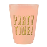 'Party Time!' in Gold-Foil Print Design Frost-Flex Cocktail Party Cups (Set of 48)