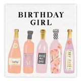 Birthday Girl Graphic on a Champagne Bottles Motif Beverage Napkins (Set of 160)