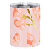 Charming Floral Design Pink-Hued 12oz Stainless-Steel Tumblers (Set of 4)