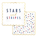 Americana Stars and Stripes Design Scalloped Foil-Edge Napkins (Set of 48)