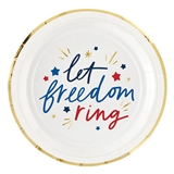 Americana 'Let Freedom Ring' Graphic Gold-Foil-Fringed Paper Plates (Set of 48)