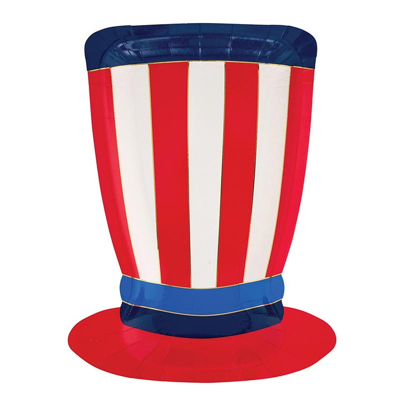 Americana Uncle Sam's Hat-Shaped Red, White & Blue Design Plates (Set of 48)