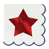 Americana Bold Red-Foil Star Graphic with Blue-Scalloped-Edge Napkins (Set of 160)