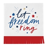 Americana 'Let Freedom Ring' Graphic Red-Fringed Beverage Napkins (Set of 160)
