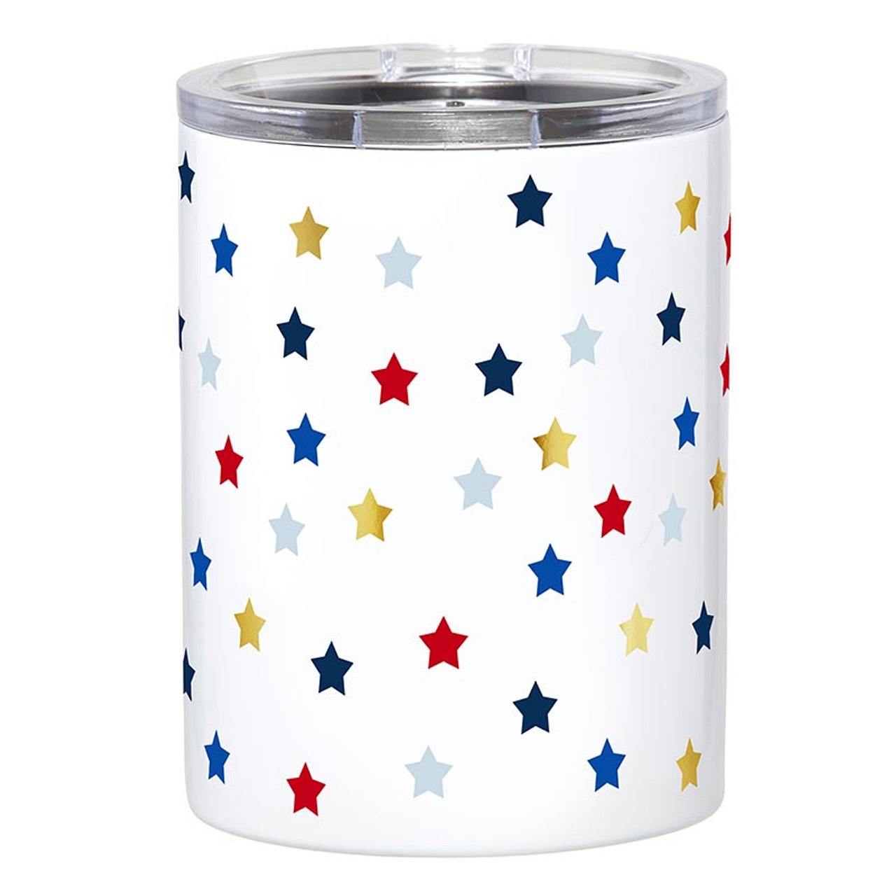 All-Around Stars Motif 12oz White-Finish Stainless-Steel Tumblers (Set of 4)