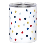 All-Around Stars Motif 12oz White-Finish Stainless-Steel Tumblers (Set of 4)