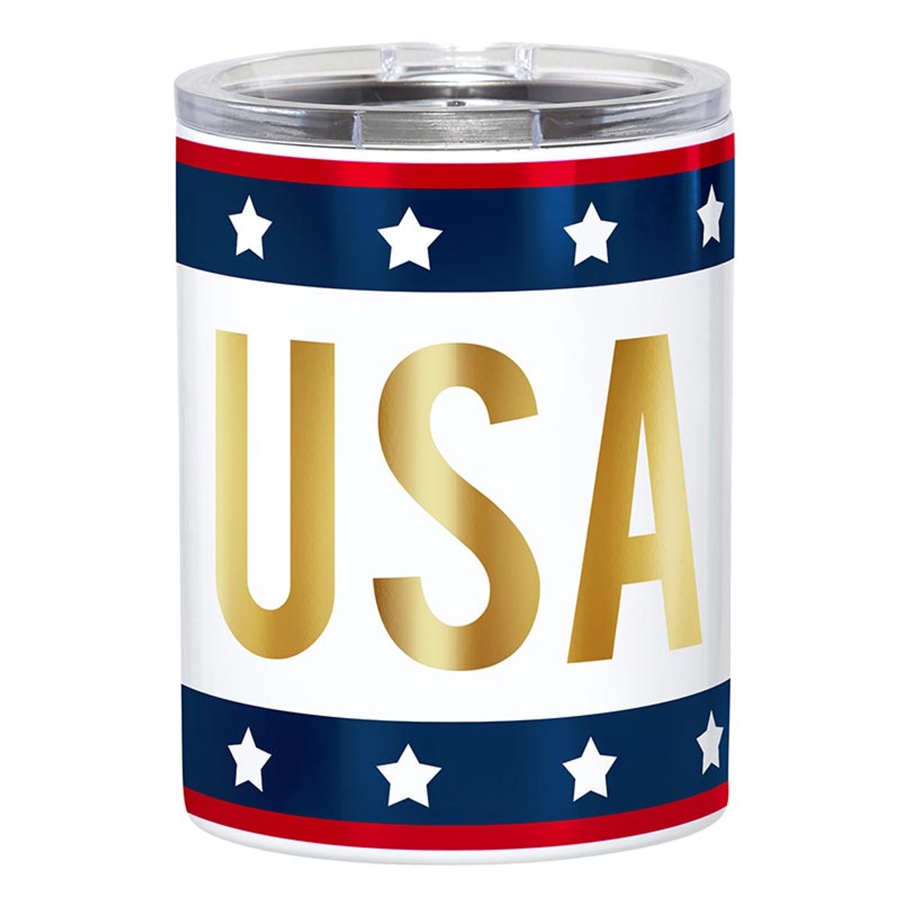 Gold-Foil USA Design on Star-Studded Background Stainless-Steel Tumblers (Set of 4)