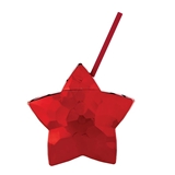 Classic Red Star-Shaped BPA-Free Plastic Sippers with Straws (Set of 4)