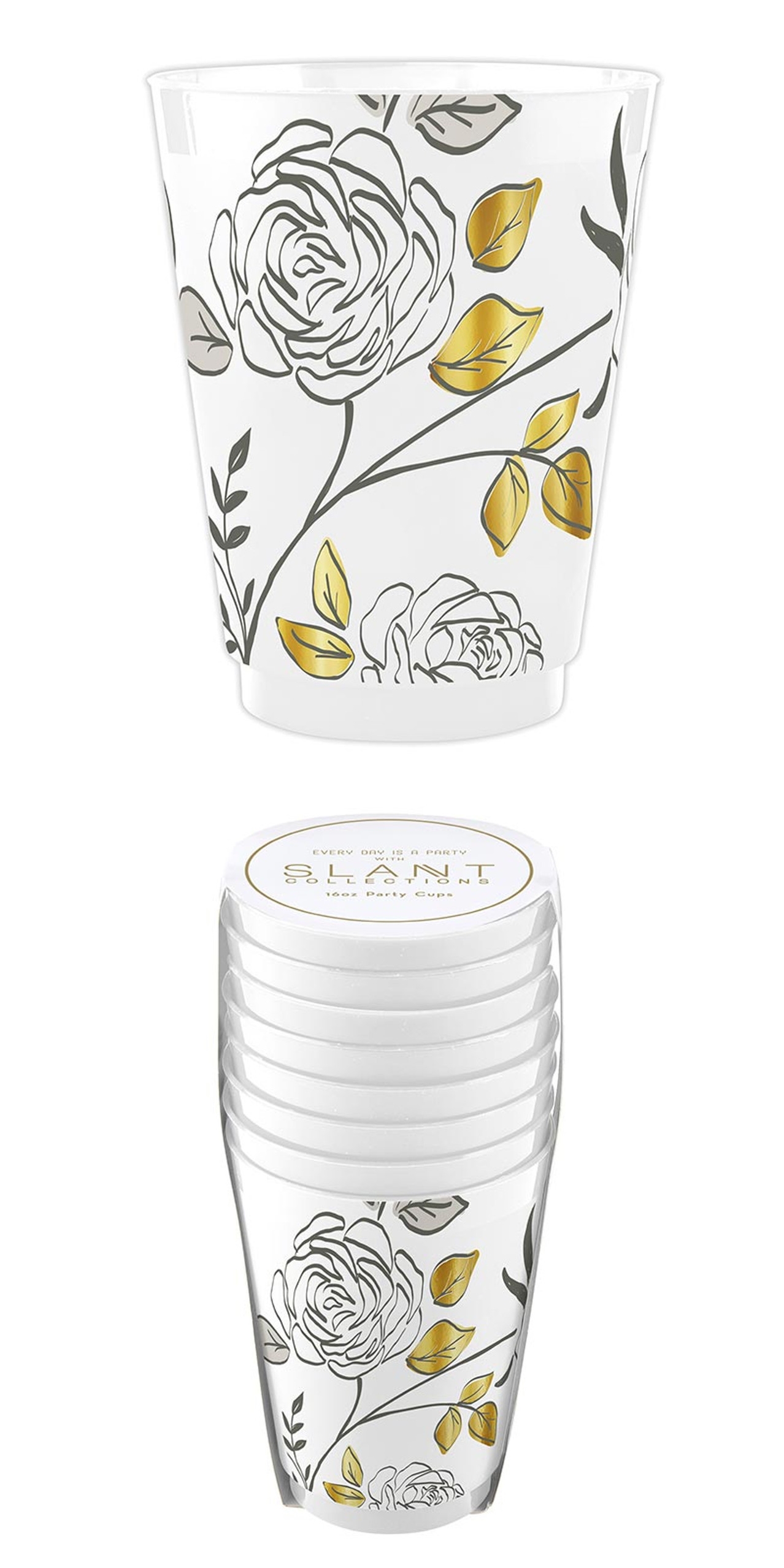 Elegant Floral Design BPA-Free Frost-Flex Cocktail Party Cups (Set of 48)