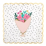 Delightful Floral Bouquet Pattern Scalloped Foil-Edge Napkins (Set of 48)