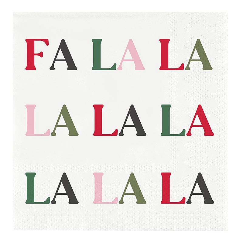 Festive 'FA LA LA' Graphic Beverage Napkins for Holiday Gatherings (Set of 160)