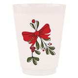 Mistletoe and Red Bow Design Frost-Flex Cocktail Party Cups (Set of 48)