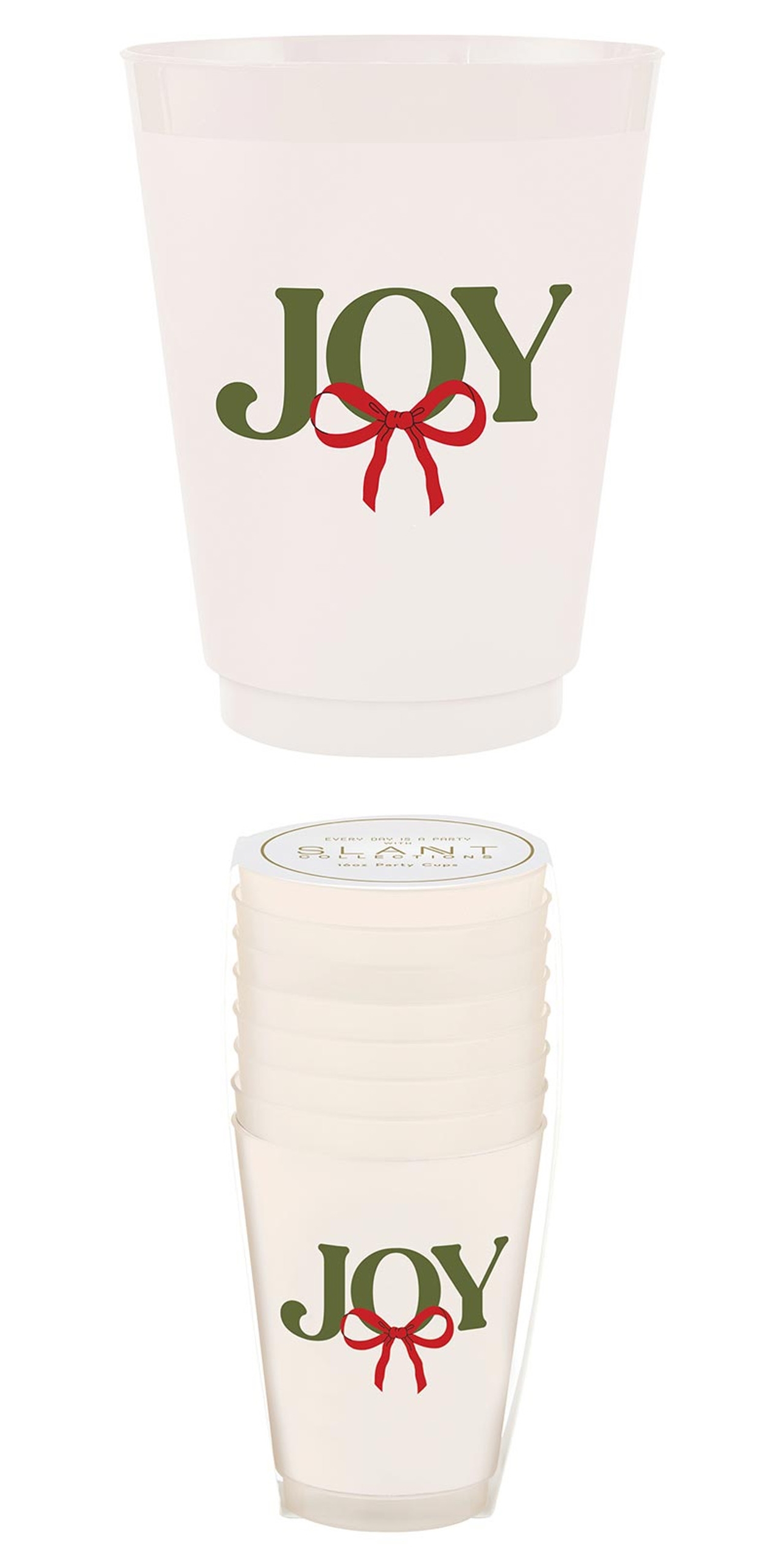 JOY Graphic & Festive Red Bow Design Frost-Flex Cocktail Party Cups (Set of 48)