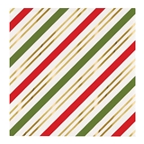 Holiday Red-and-Green-Striped with Gold-Foil Accents Beverage Napkins (Set of 160)