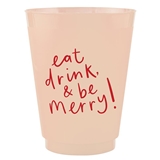 Festive 'Eat Drink & Be Merry!' Design Frost-Flex Cocktail Party Cups (Set of 48)