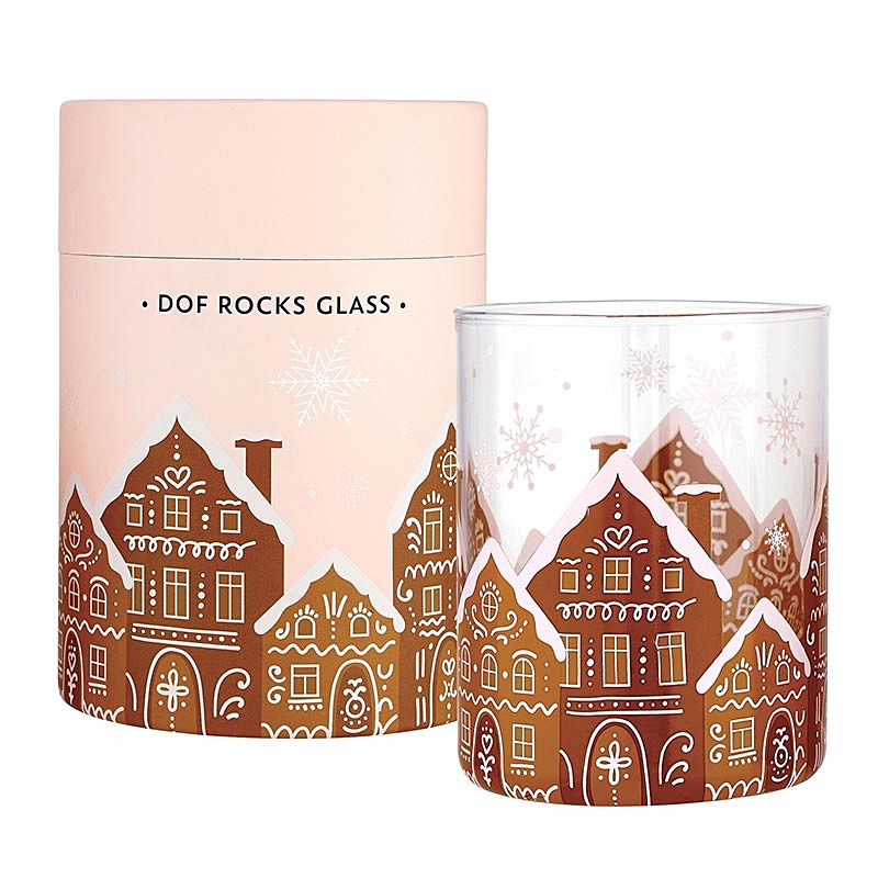 Gingerbread Houses Design 14oz Double Old-Fashioned (DOF) Icon Glasses (Set of 6)