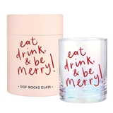 'Eat Drink & Be Merry' Design Double Old-Fashioned DOF Rocks Glasses (Set of 6)