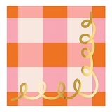 Warm Pink Plaid Print with Gold-Foil Accents Beverage Napkins (Set of 160)