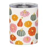 Fall Pumpkins & Gourds Motif White-Finish Stainless-Steel Tumblers (Set of 4)