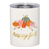 Festive Pumpkins Motif with 'Happy Fall' Graphic Stainless-Steel Tumblers (Set of 4)