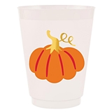 Festive Pumpkin Design 16oz Frost-Flex Cocktail Party Cups (Set of 48)