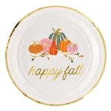 Festive Pumpkins Motif with 'Happy Fall' Graphic Paper Plates (Set of 64)
