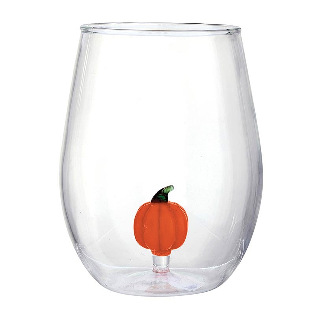 20oz Stemless Wine Glasses with 3D Pumpkin Figurine Inside (Set of 6)