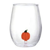 20oz Stemless Wine Glasses with 3D Pumpkin Figurine Inside (Set of 6)