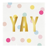 Gold-Foil YAY Graphic on Confetti Dot Print Beverage Napkins (Set of 160)