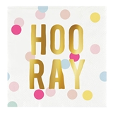 Gold-Foil HOORAY Graphic on Confetti Dot Print Beverage Napkins (Set of 160)
