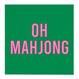 Bold OH MAHJONG Graphic in Pink on Green Background Beverage Napkins (Set of 160)