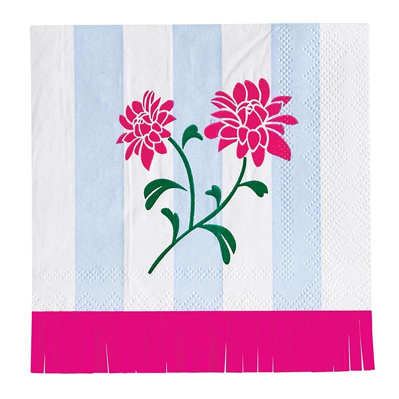 Mahjong-Inspired Floral Design with Fuchsia Fringe Beverage Napkins (Set of 160)