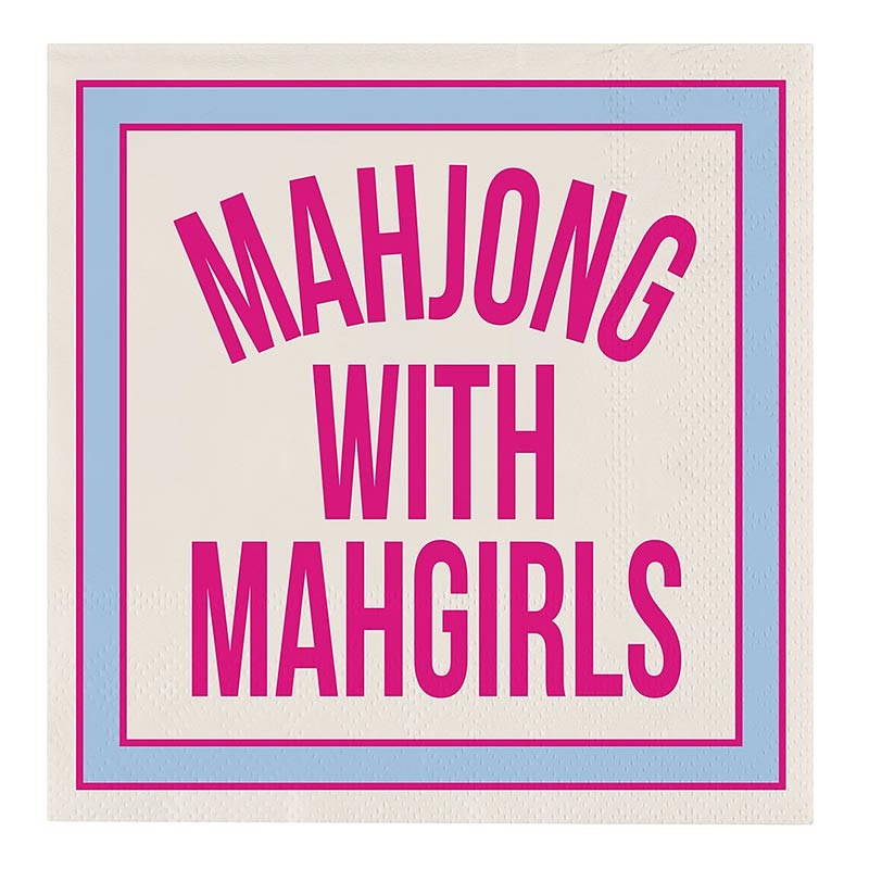 Bold Pink MAHJONG WITH MAHGIRLS Graphic Beverage Napkins (Set of 160)