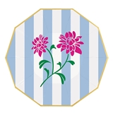 Mahjong Floral Design Decagon-Shaped Foil-Rimmed Paper Plates (Set of 64)