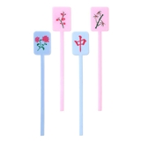 Pink and Blue Acrylic Stir Sticks with Colorful Mahjong Tiles (Set of 24)