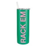 Mahjong-Inpsired RACK EM Graphic on Green-Finish 16oz Skinny Tumblers (Set of 4)