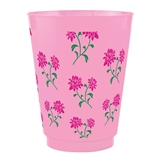 Mahjong Floral Pattern Frosted BPA-Free 16oz Pink-Plastic Party Cups (Set of 48)