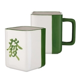 Ceramic 16oz Mahjong Tile Design Coffee Mugs (Set of 4)