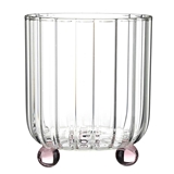 Majhong-Themed 16oz Ribbed Lowball Rocks Glasses with Pink Nubs (Set of 6)