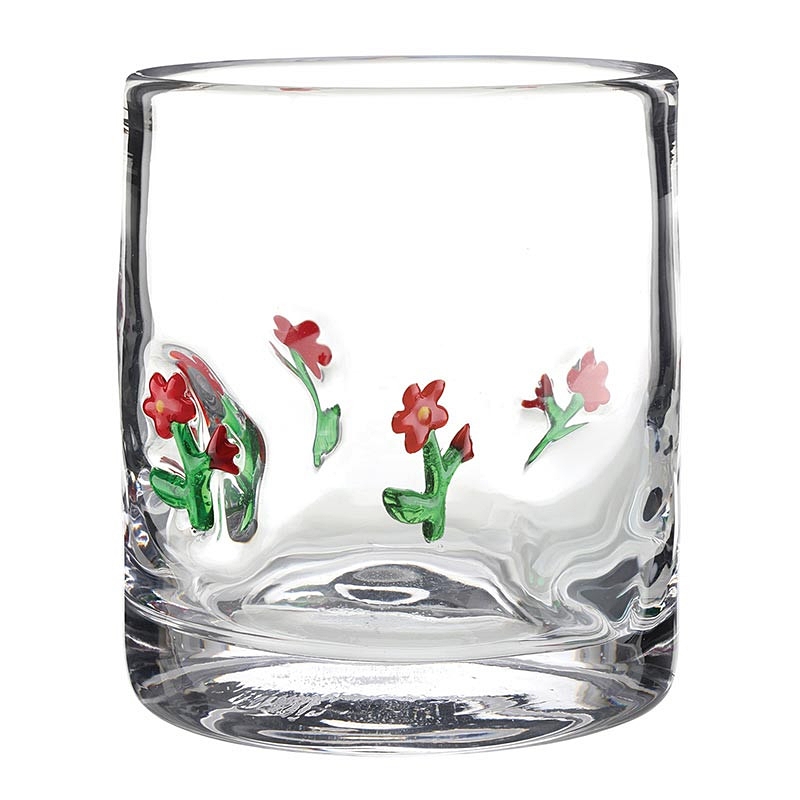 Mahjong-Inspired Floral Motif 16oz Double Old-Fashioned (DOF) Icon Glasses (Set of 4)