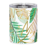 Palm Leaf Motif with Gold-Foil Accents 12oz Stainless-Steel Tumblers (Set of 4)