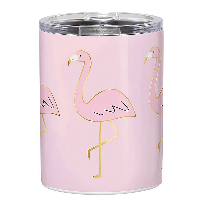 Pink Flamingo Motif Design Blush-Finish Stainless-Steel Tumblers (Set of 4)