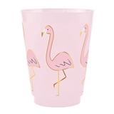 Fun Flamingos Pattern Frosted BPA-Free 16oz Pink-Plastic Party Cups (Set of 48)