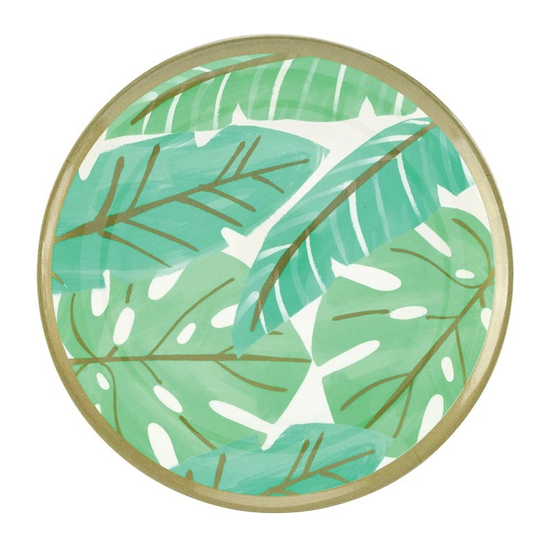 Tropical Chic Palm Leaf Motif Melamine Plates (Set of 4)