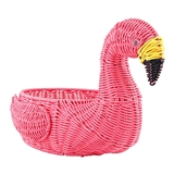 Pink Flamingo-Shaped Wicker Party Baskets (Set of 2)